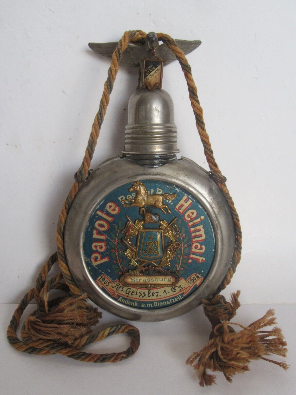 Antique Pre-WWI Imperial German Parole Reservist Commemorative Locket Flask