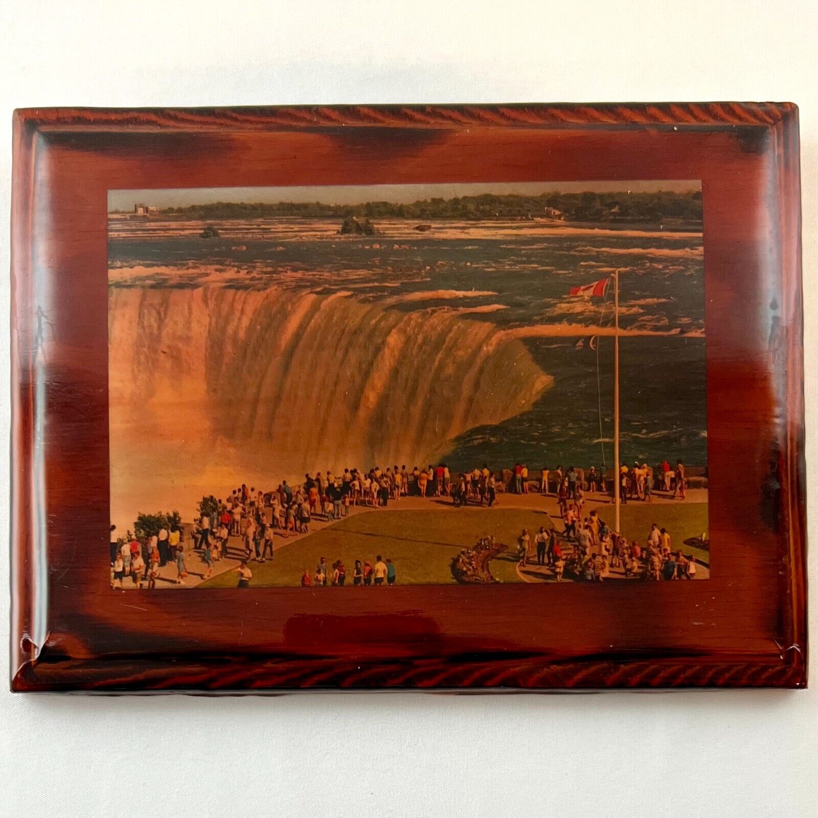 Vintage Photograph Niagara Falls Color Mounted On Wood Handcrafted In Canada