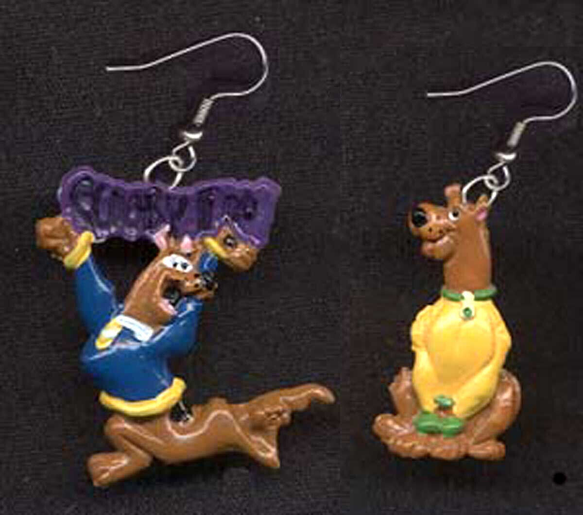 Funky Retro SCOOBY DOO LOGO EARRINGS Dog Figure Cartoon Novelty Costume Jewelry