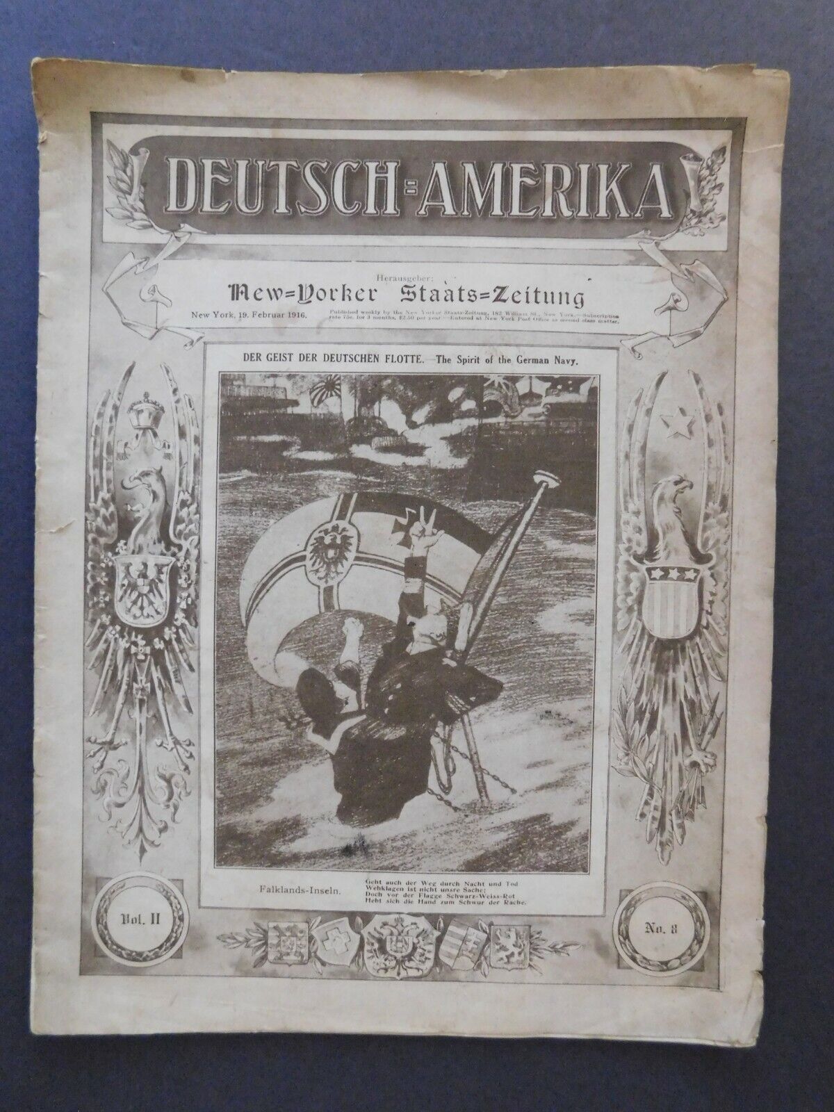 WWI Era - Deutsch-Amerika German-American Magazine - Feb 1916 16pgs