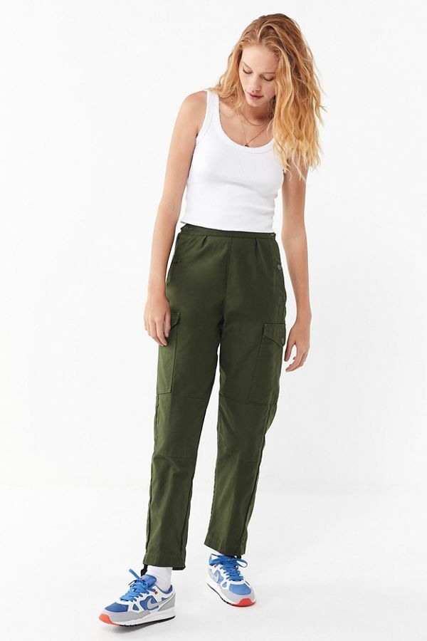 New Vintage 70s Women\'s Swedish army trousers pants military cargo combat green