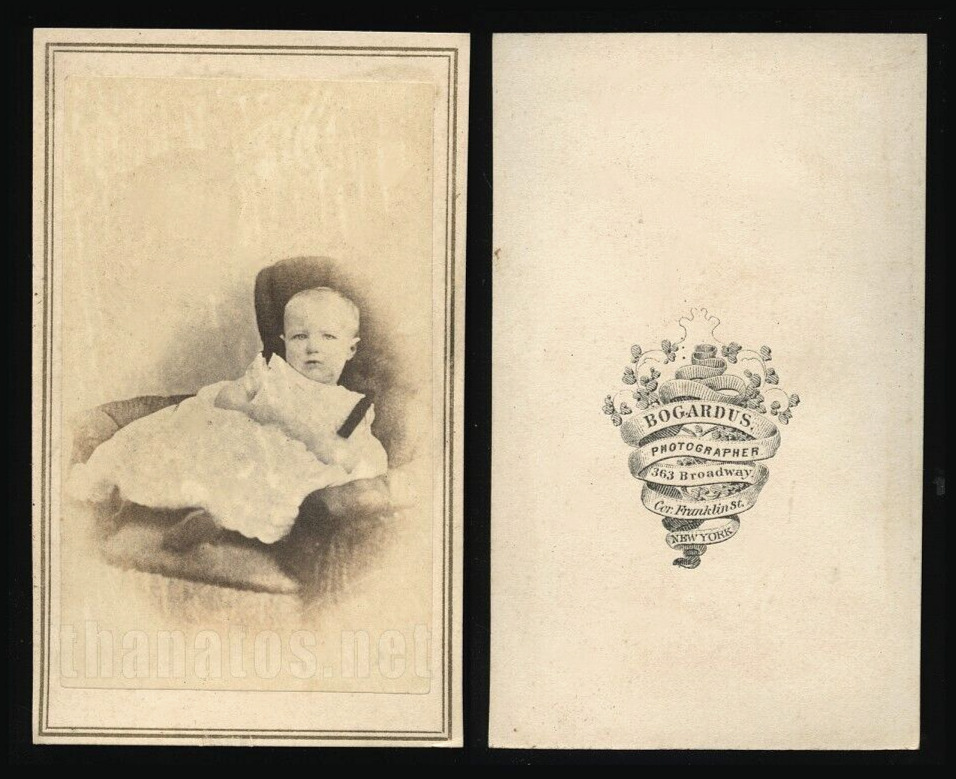 1860s CDV Photo by Bogardus ~ Child Wearing Mourning Ribbon