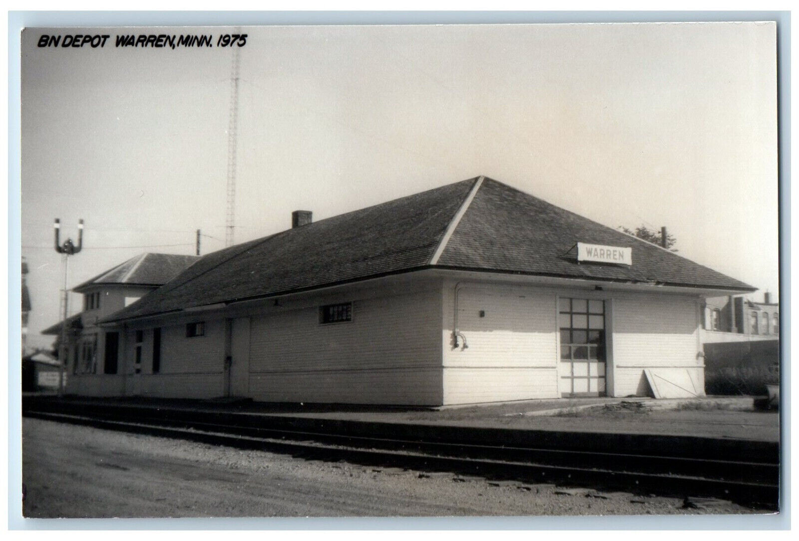 Warren Minnesota MN Postcard Entrance to BN Depot 1975 Unposted RPPC Photo