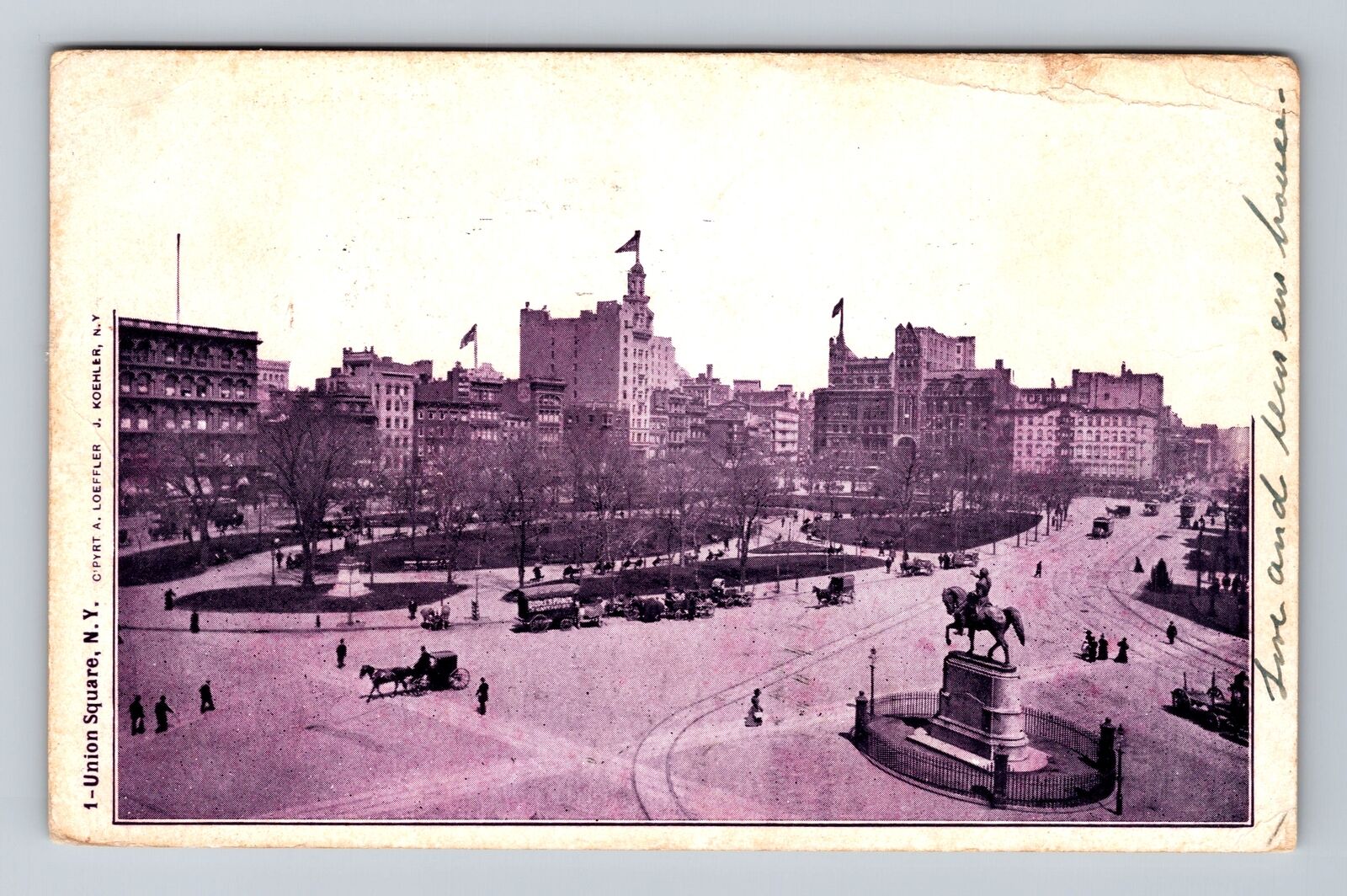 New York City, Union Square, Scenic View Antique Souvenir Vintage c1904 Postcard