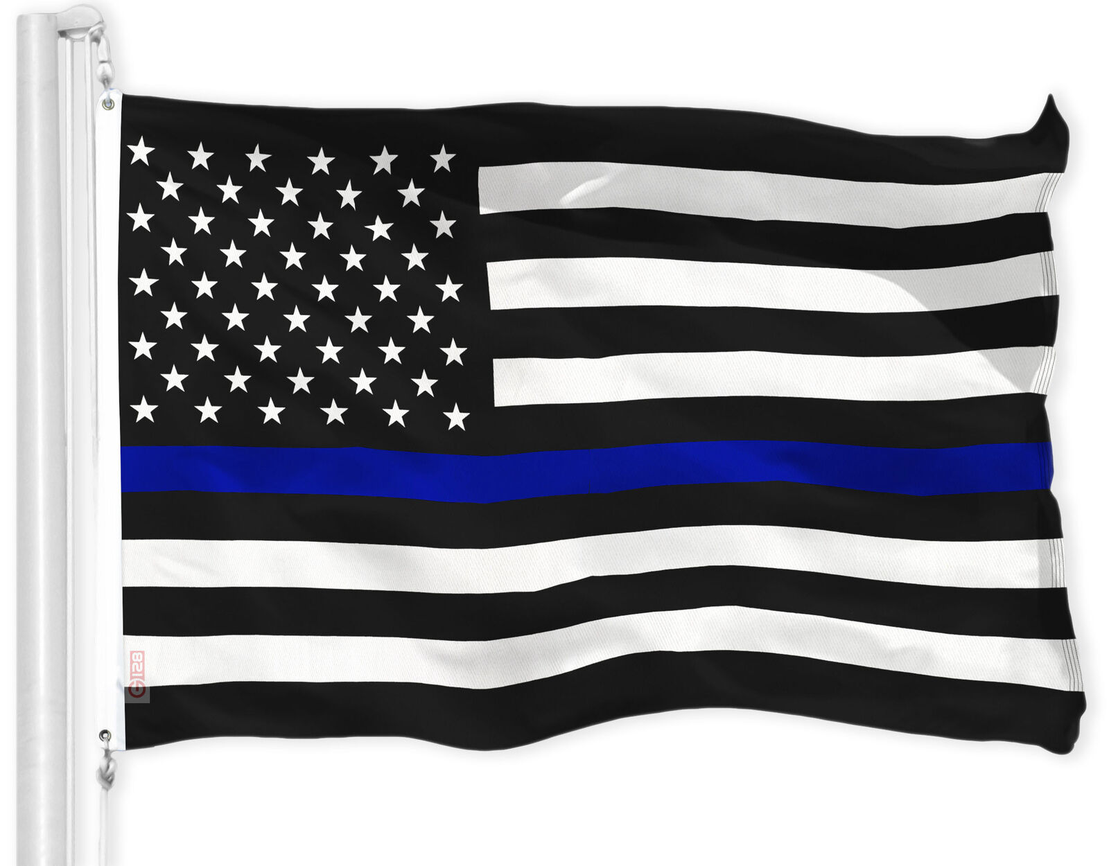 3\'x5\' THIN BLUE LINE 150D FLAG BLACK&WHITE, SUPPORT USA AMERICAN LAW ENFORCEMENT