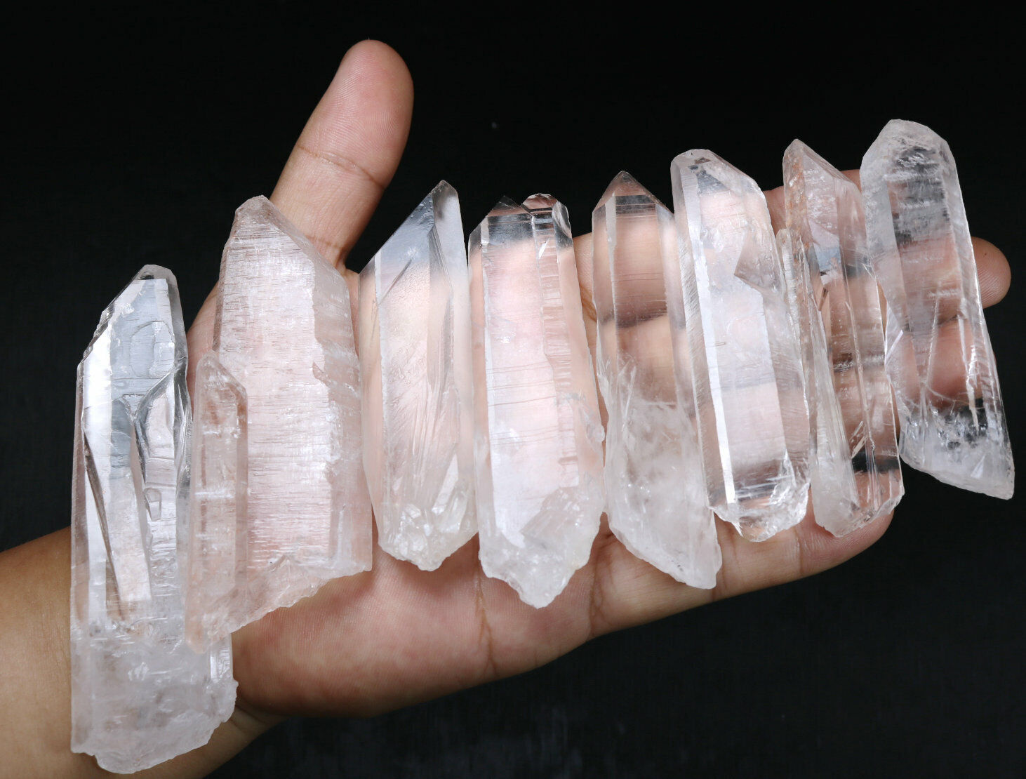 8pcs Natural Clear Quartz Crystal Points Terminated Wand Specimen Reiki Healing