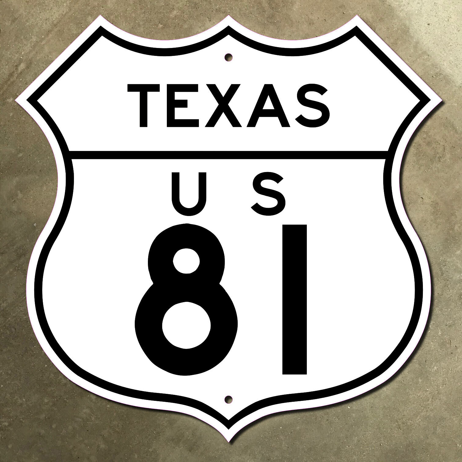 Texas US highway 81 route shield Fort Worth Austin 1926 road sign 16x16