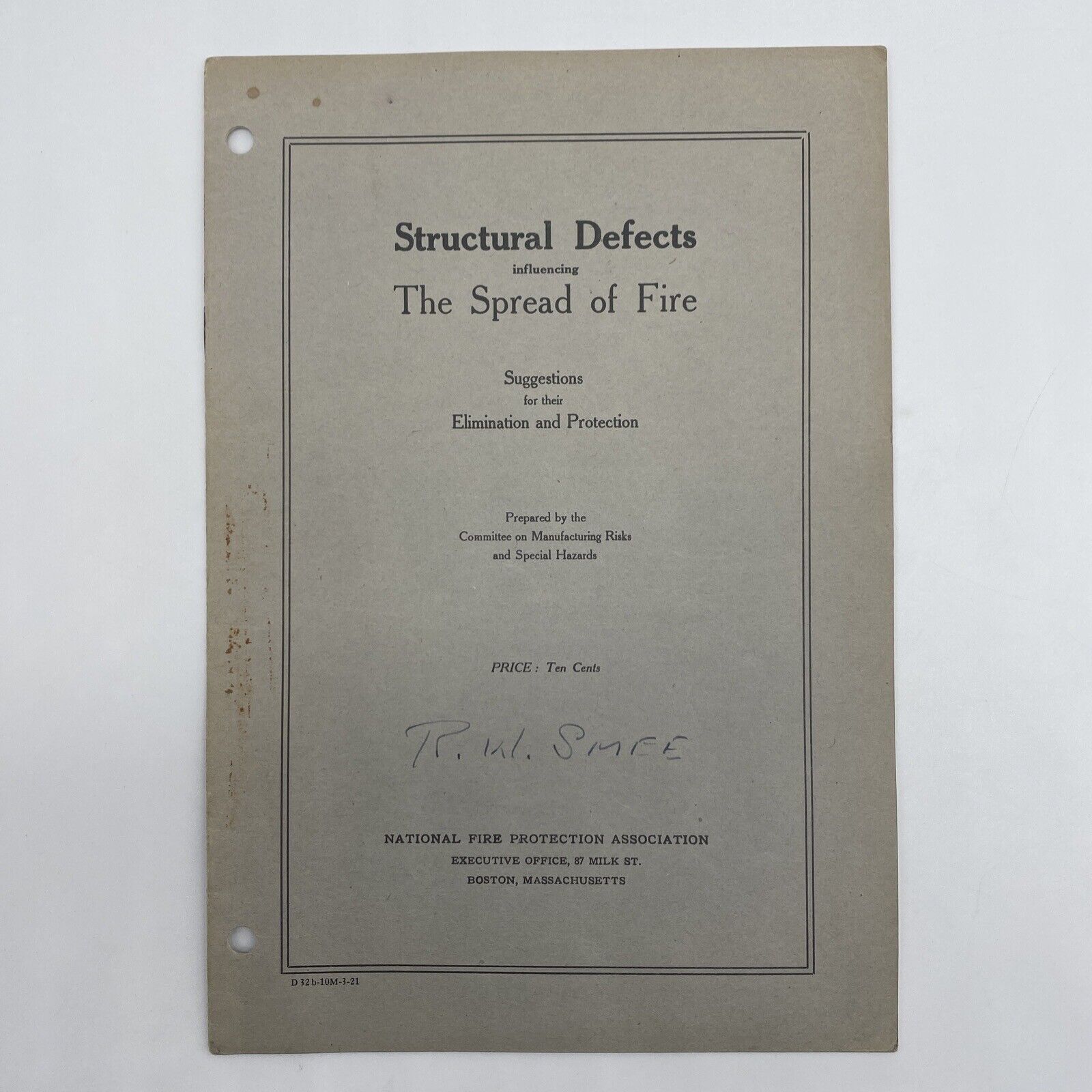 NFPA 1921 Structural Defects Influencing The Spread Of Fire Antique Guidebook