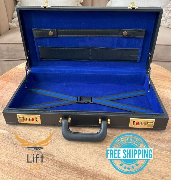 Masonic Regalia Apron Hard Case Briefcase Half Size 9x18x3 Leather Case