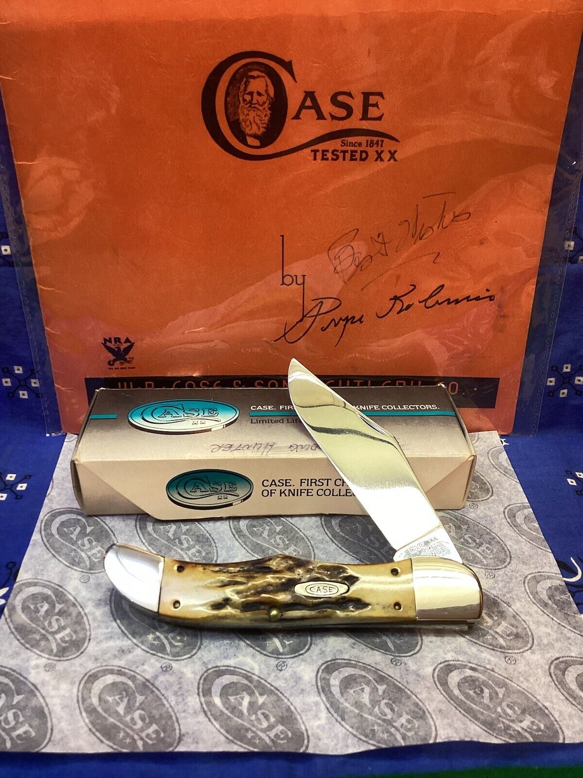 VINTAGE CASE XX FOLDING HUNTER KNIFE STAG-5165-MINT,BOX