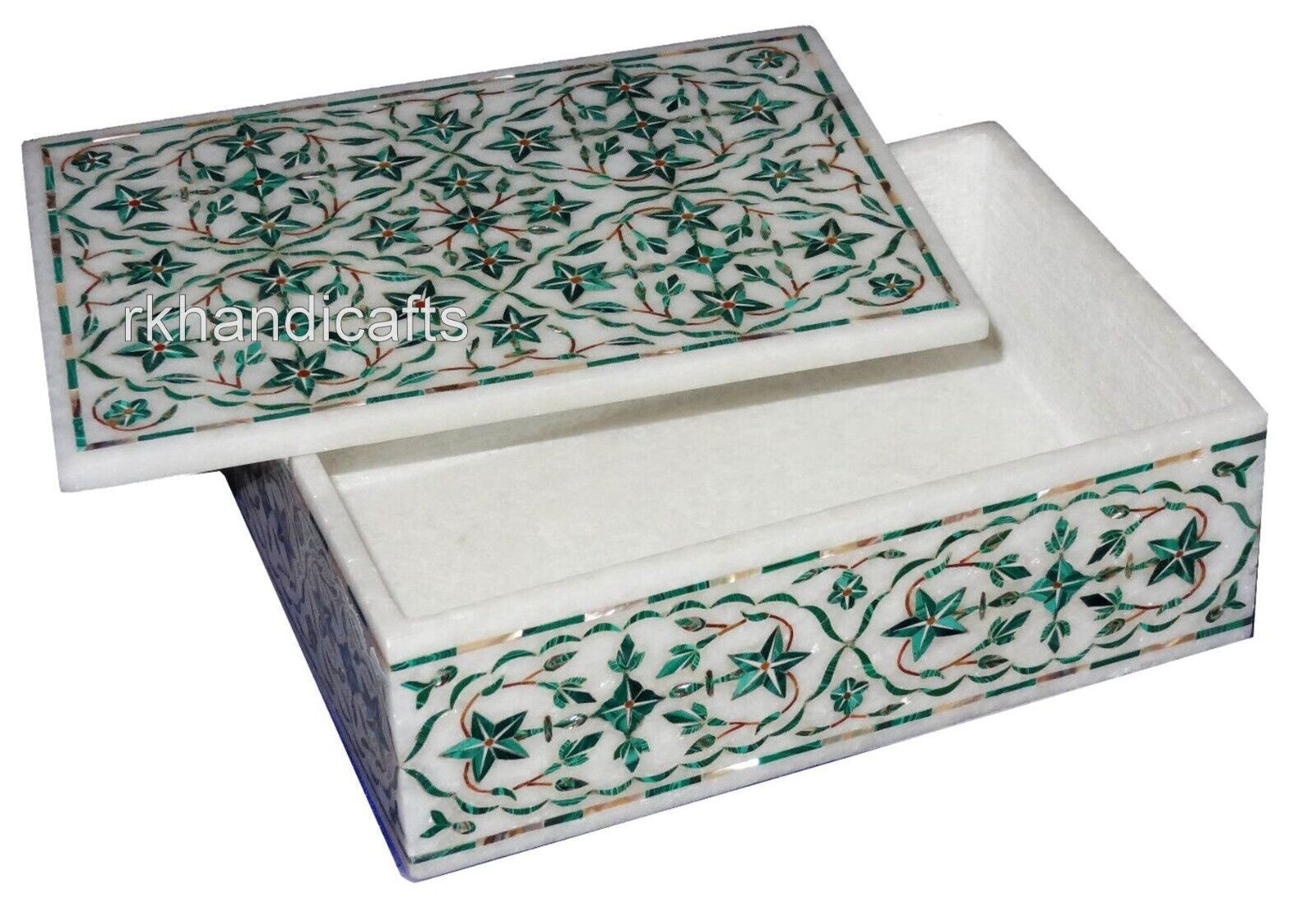 Trinket Box Antique Pattern Inlay Work White Marble Giftable Box for New Year