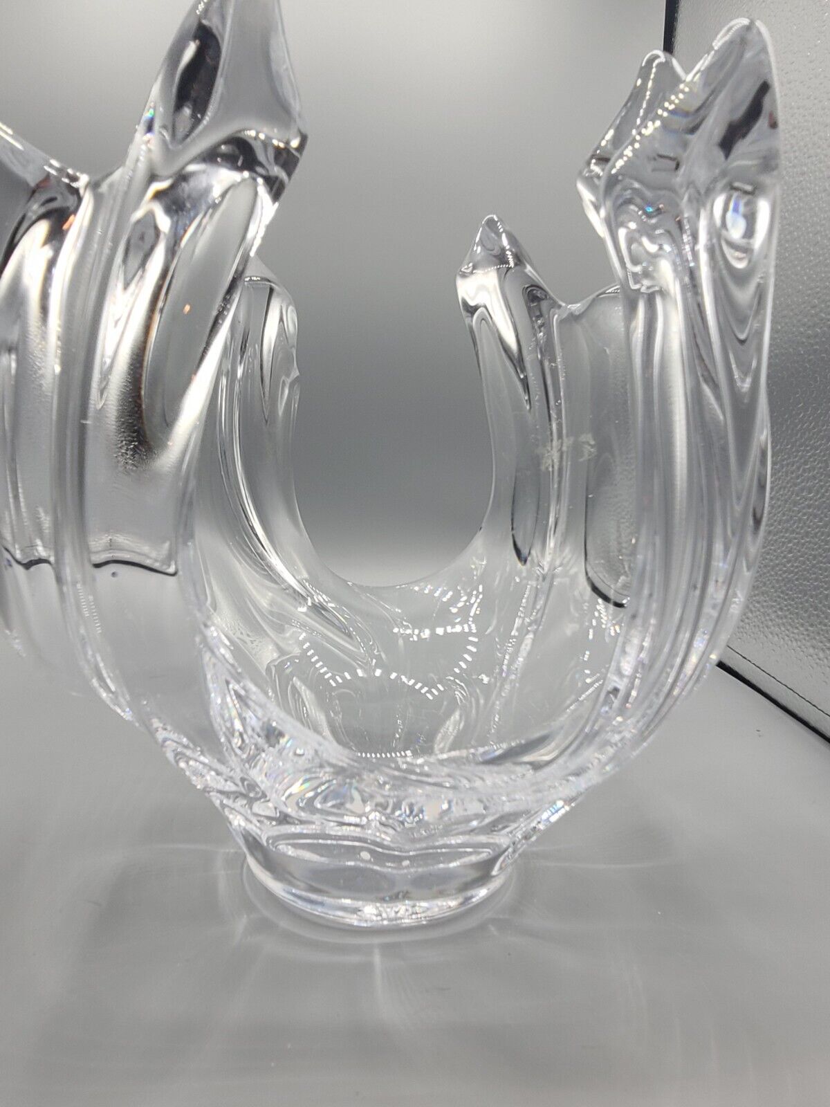 Gorgeous Cofrac Art Verrier French Crystal Sculptural Bowl Made In Paris France
