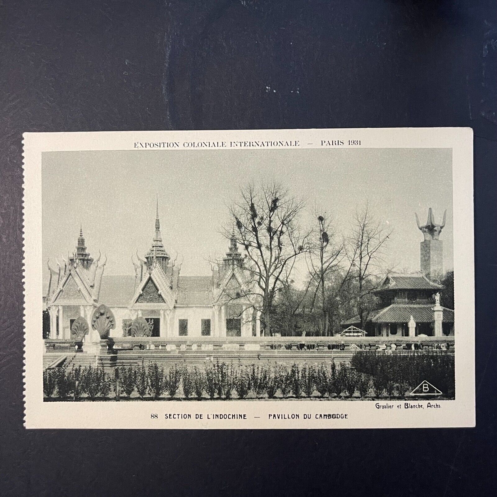 Paris France Exposition Coloniale 1931 Pavillon Du Cambodge Postcard B&W
