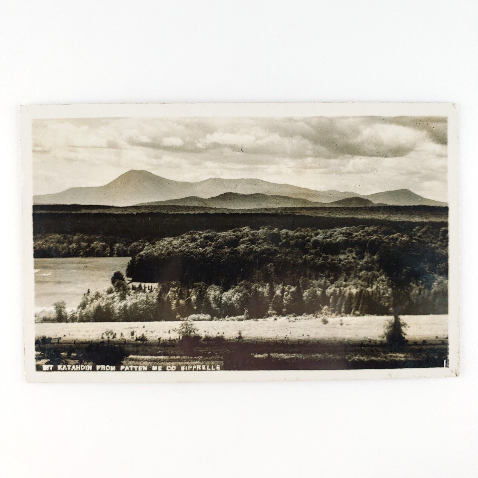 Patten Maine Mount Katahdin RPPC Postcard 1930s Real Photo Landscape Art D1221