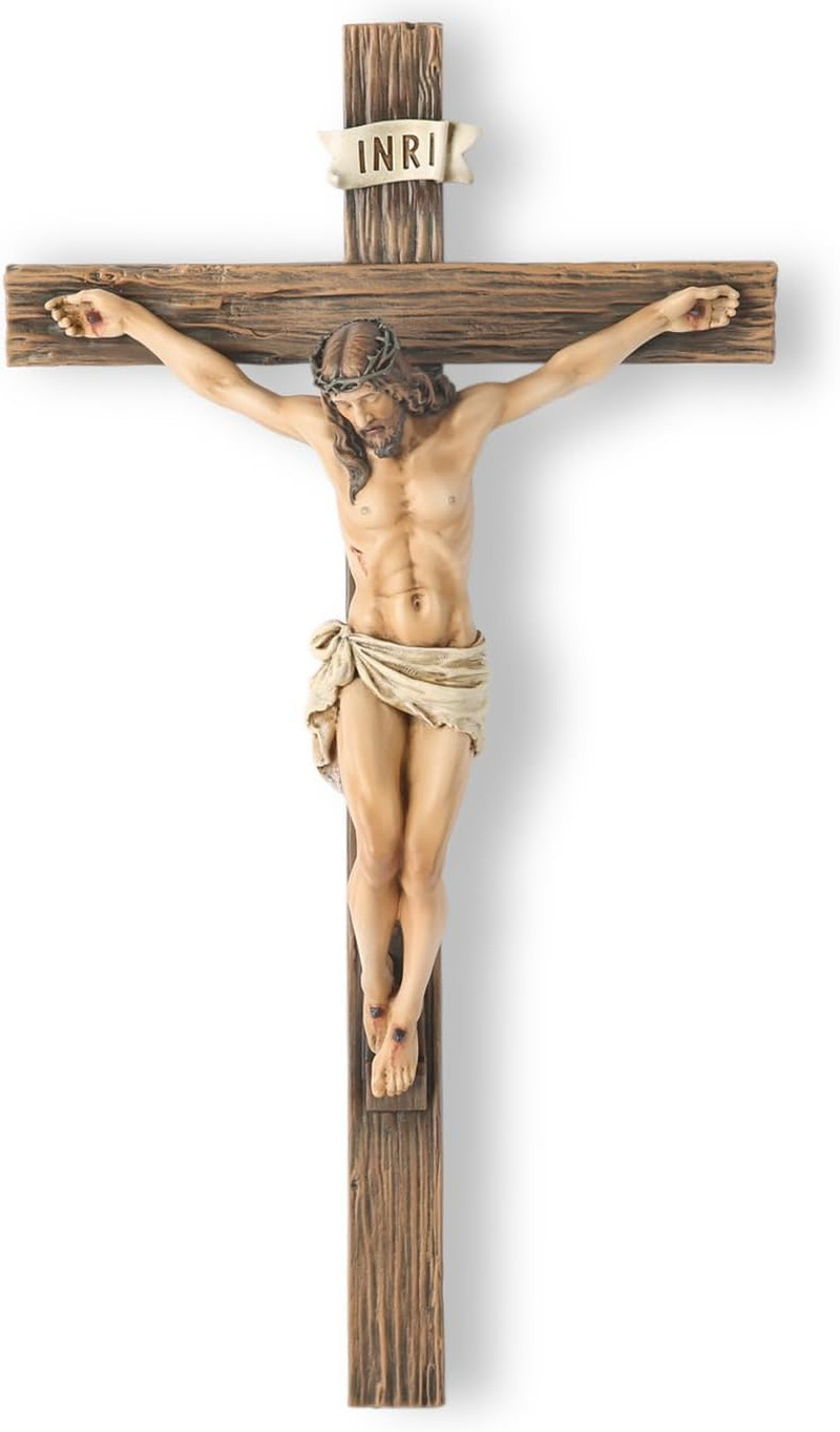 BC Catholic Crucifix Wall Cross, Jesus Christ 14 Inches H Realistic