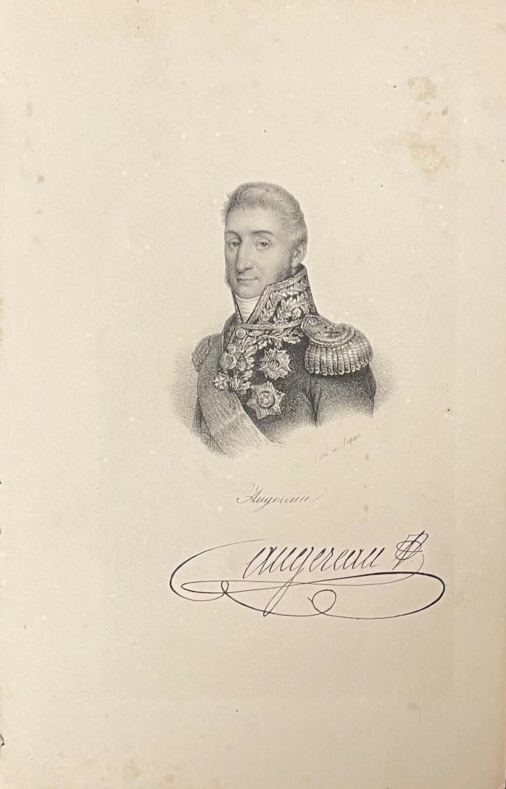 Marshal Charles Pierre Francois Augereau 19th Century Lithograph