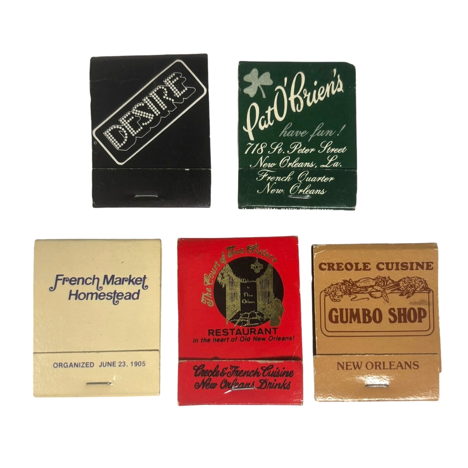 Vintage Matchbooks Lot of 5 Famous New Orleans Restaurants NOLA French Quarter