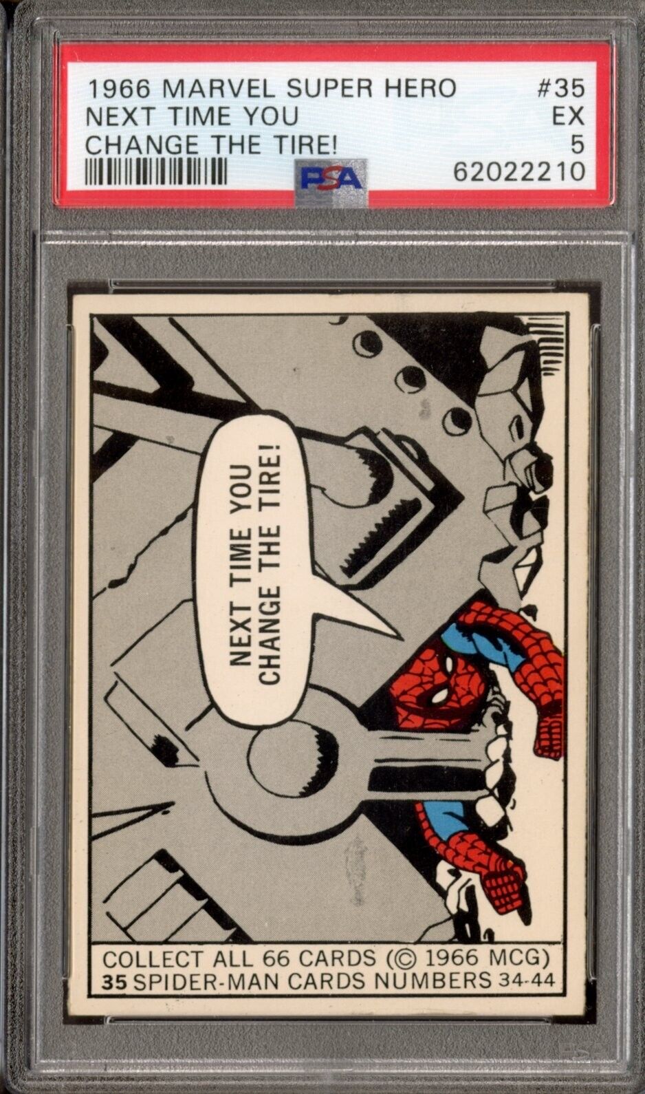 1966 Donruss Marvel Super Heroes #35 SPIDERMAN ROOKIE PSA 5 Next Time Change