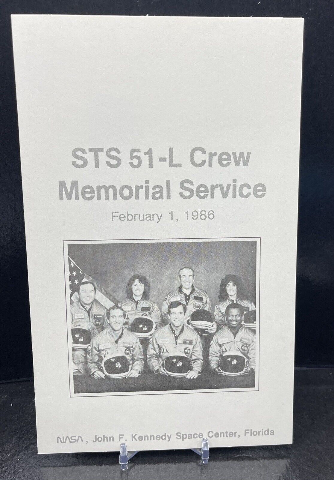 1986 CREW OF THE CHALLENGER STS MEMORIAL SERVICE JFK SPACE CENTER FLORIDA 2/1/86