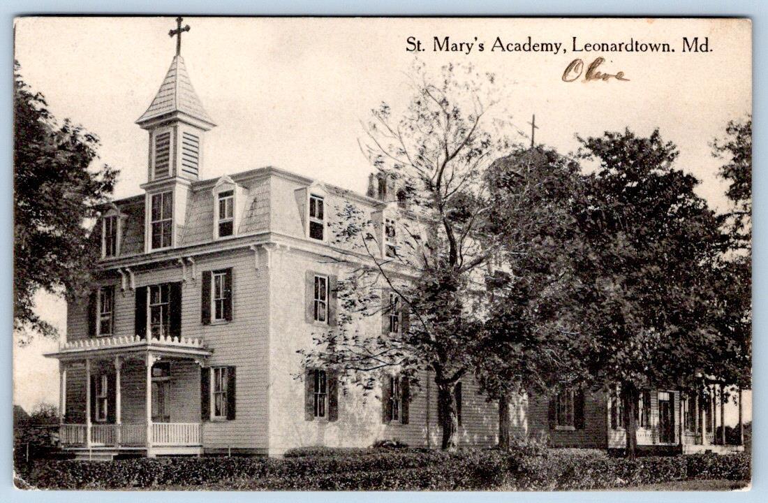 1912 LEONARDTOWN MARYLAND MD ST MARY\'S ACADEMY GIRL\'S CATHOLIC SCHOOL POSTCARD