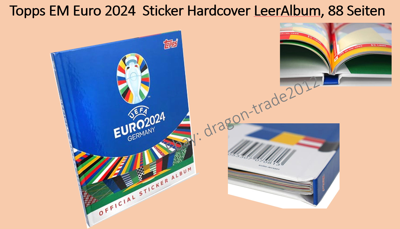 Topps UEFA EM EURO 2024 -- hardcover blank album + 6 stickers --