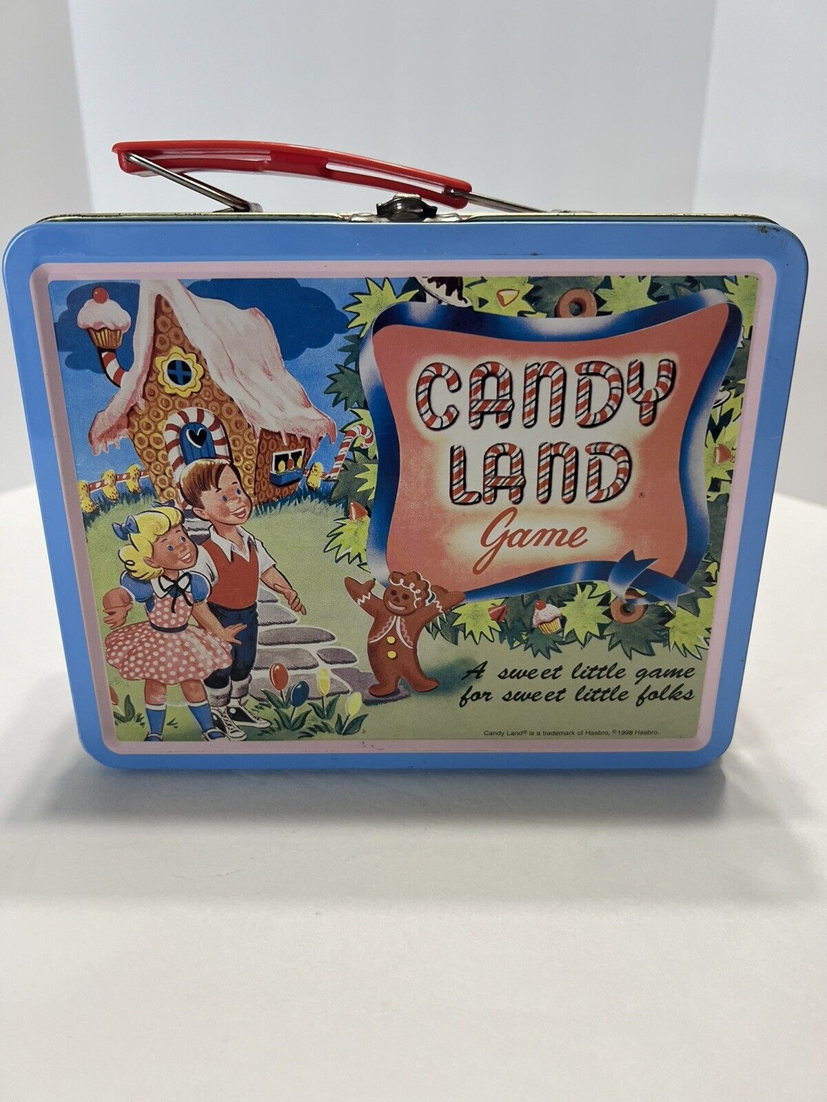 Vintage Style Hasbro 1998 Candy Land Game Tin Metal Lunch Box Mini Tote