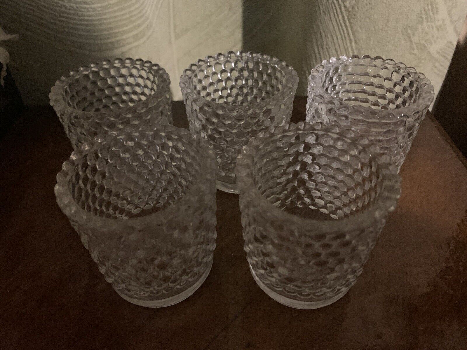 Lot Of 5 Clear Hobnail Glass Votive Candle Holders