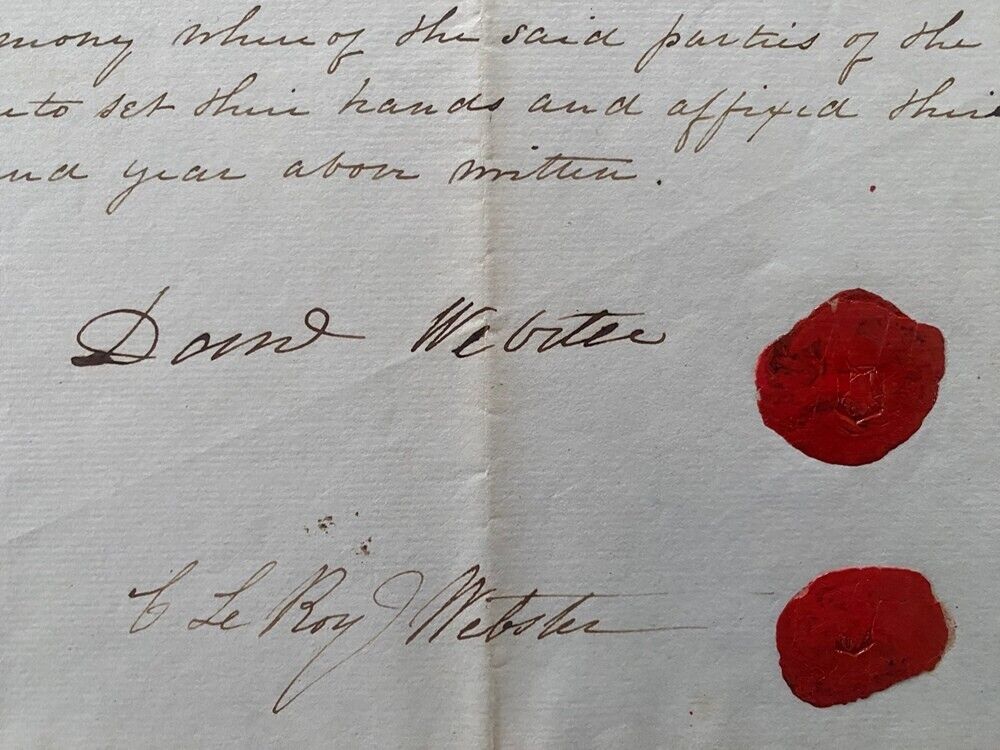 Daniel Webster, wife and son sign 1842 land deed for Michigan, early settlement