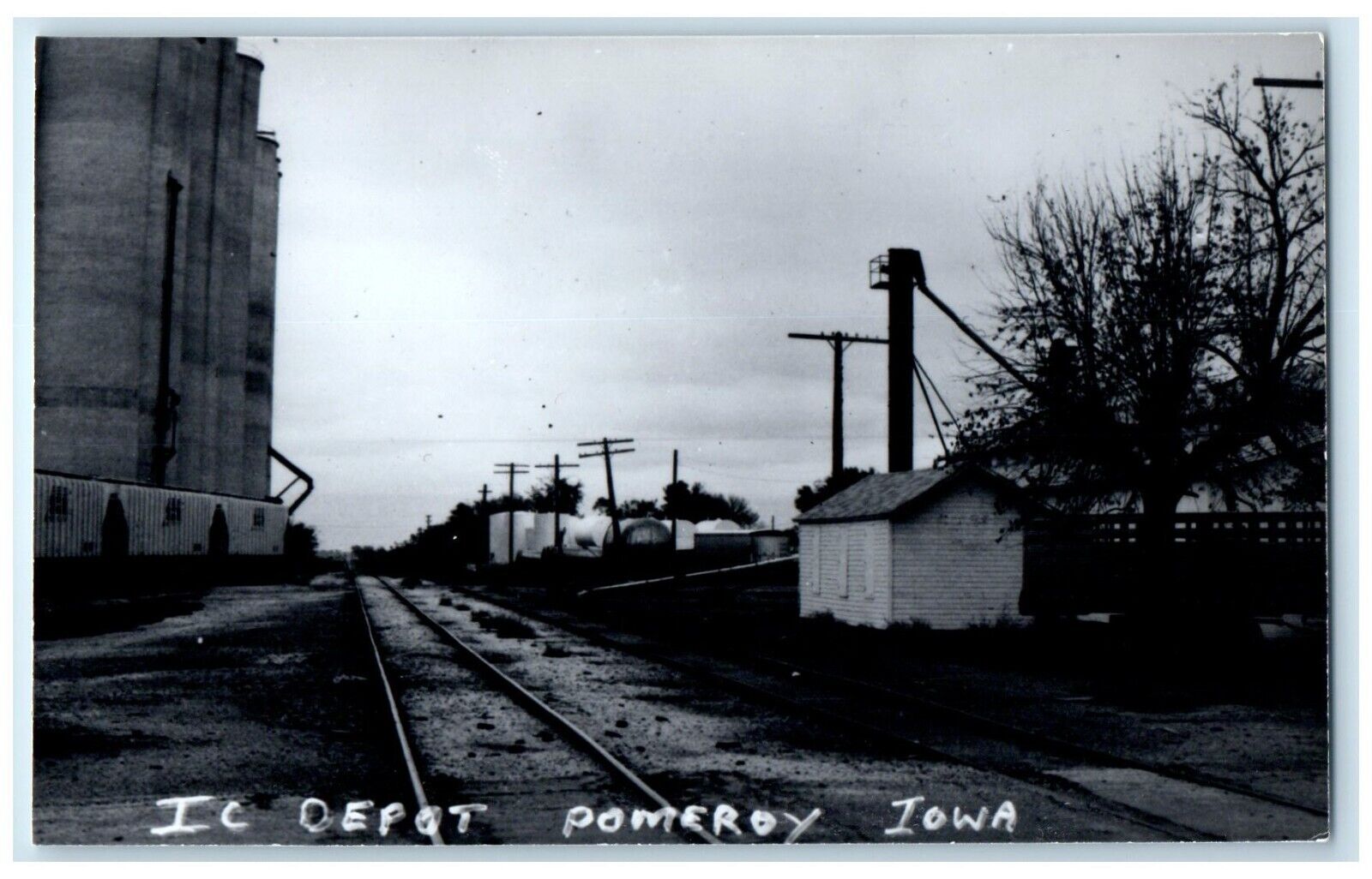 c1960's IC Depot Pomeroy Iowa Railroad Train Depot Station RPPC Photo Postcard