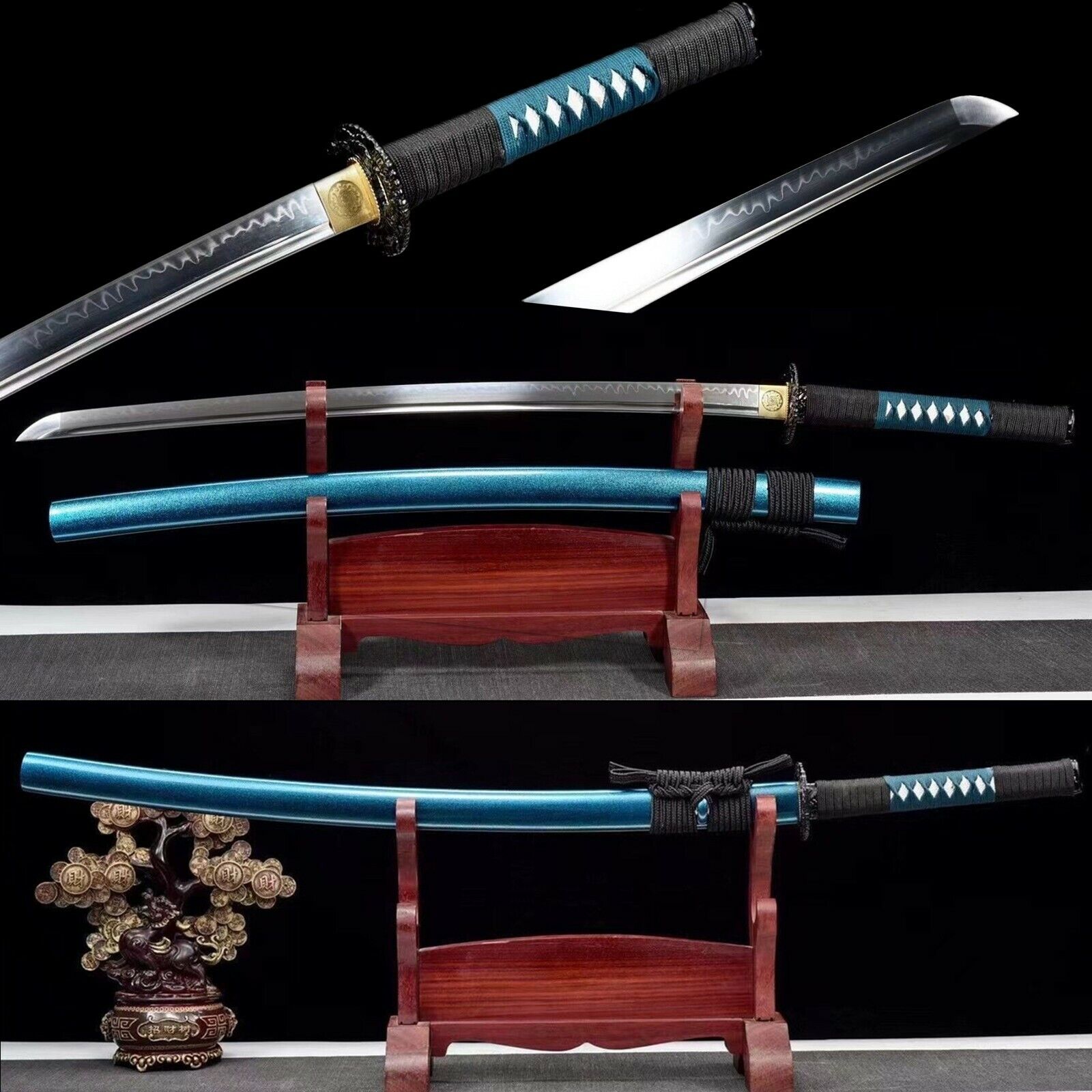 T10 Steel Clay Tempered  Handmade Japanese Samurai Katana Sword Sharp 