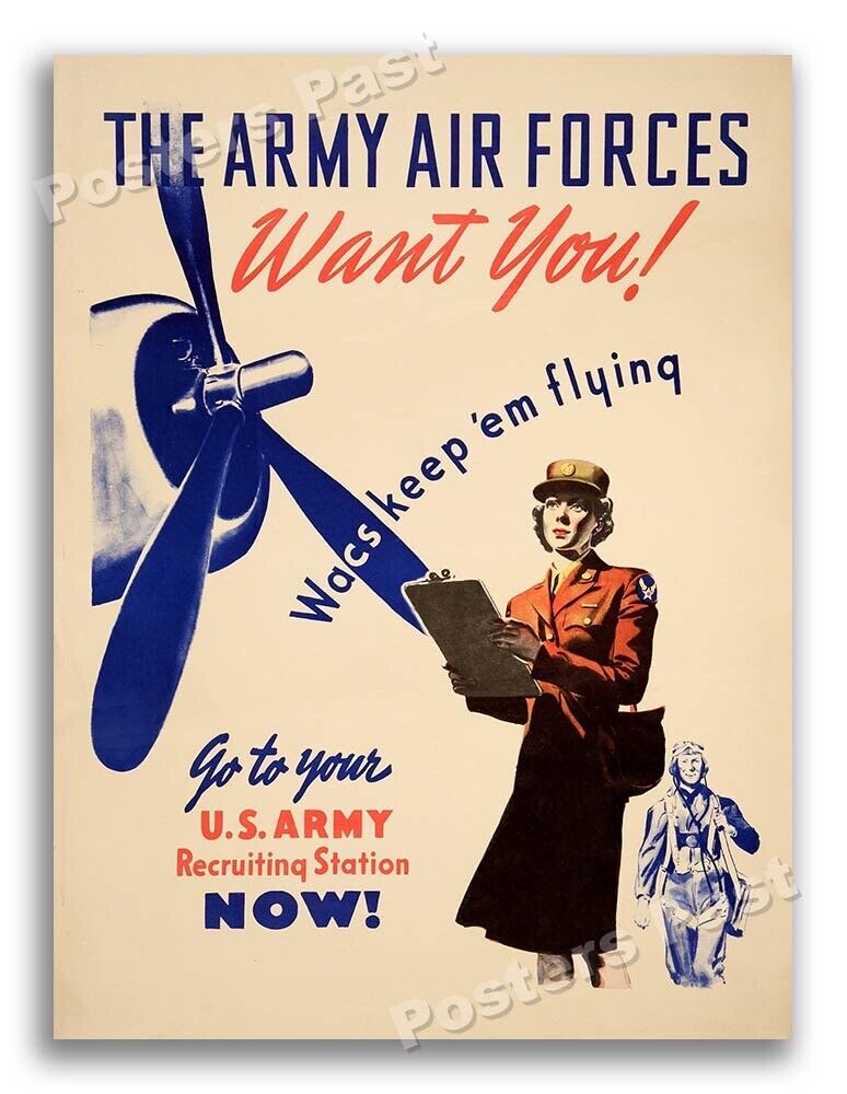 1940s “WACs Keep 'Em Flying” WWII Air Force Recruiting War Poster - 24x32