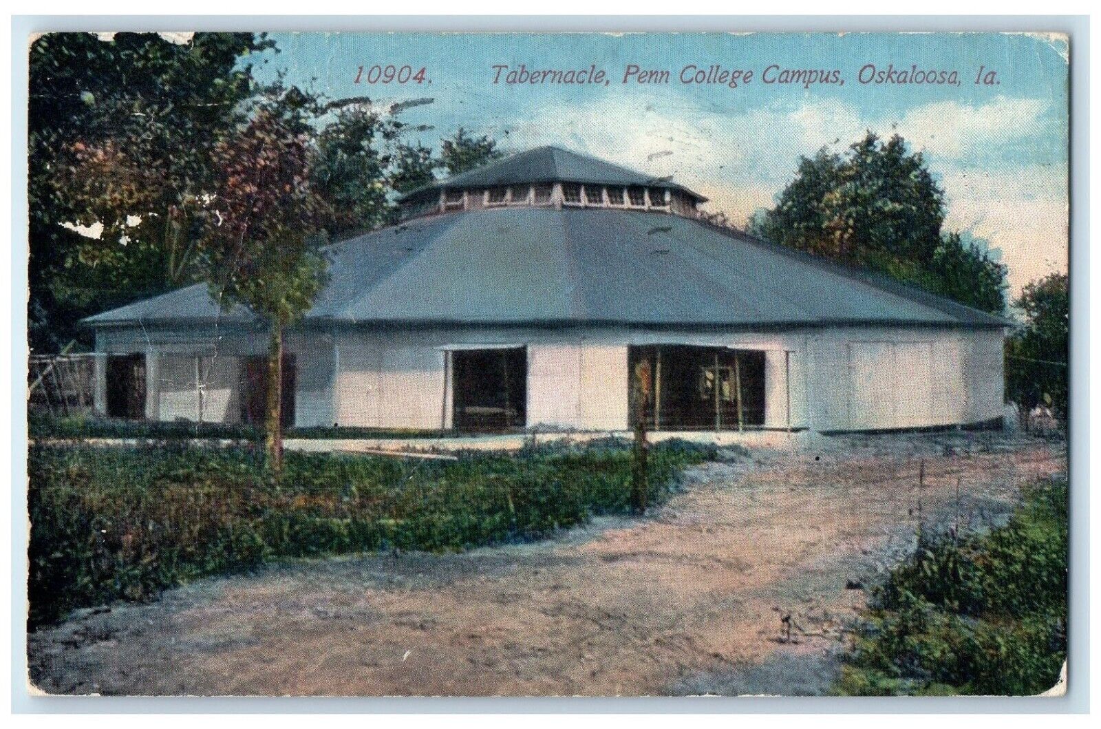 1913 Tabernacle Penn College Campus Oskaloosa Iowa IA Posted Antique Postcard