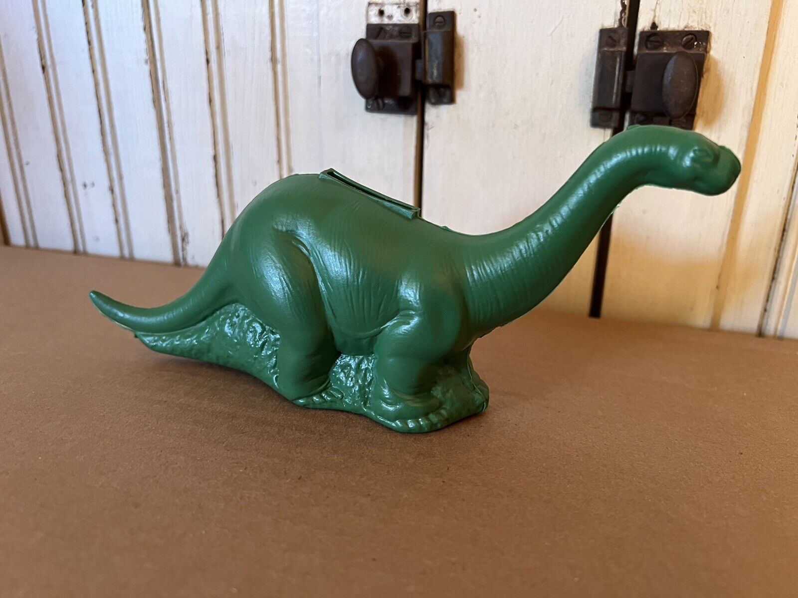 Vintage Blow Mold Green Plastic Dino Dinosaur Sinclair Oil Bank 9” Inch