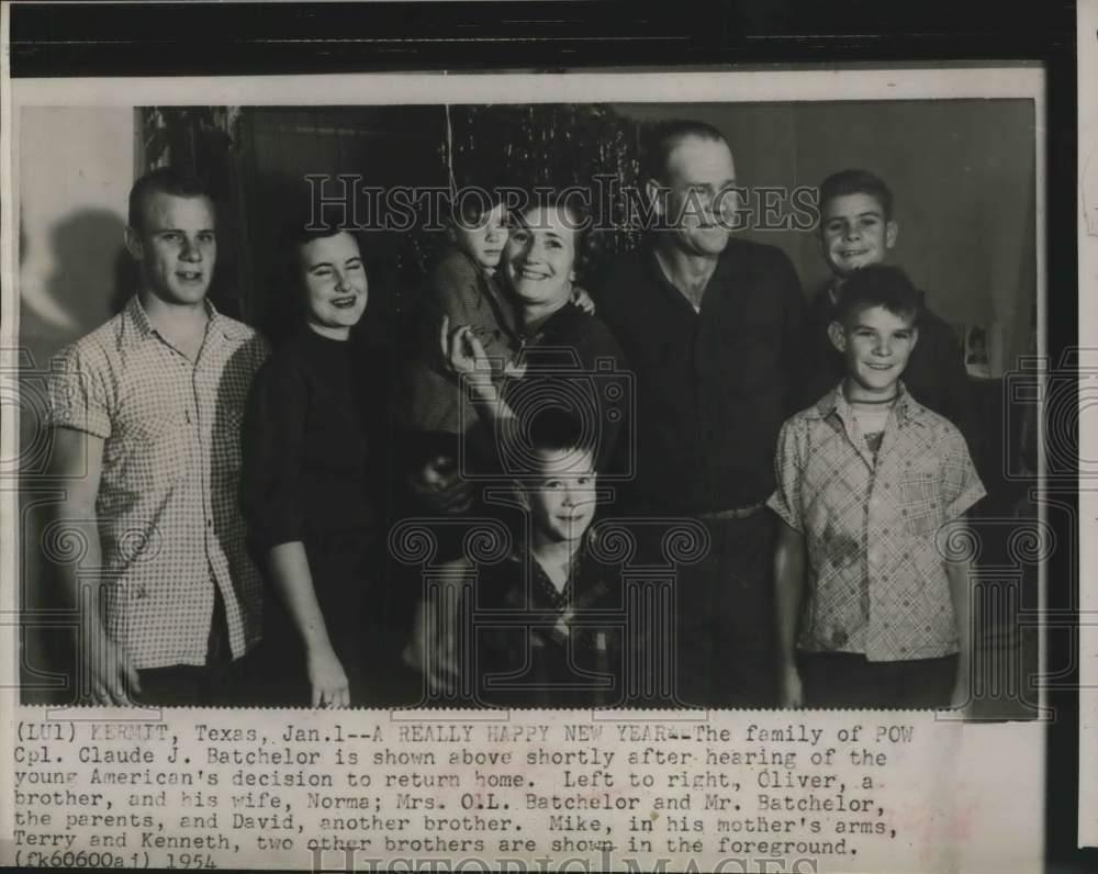 1953 Press Photo Kermit, Tex.-The family of POW Corporal Claude J. Batchelor