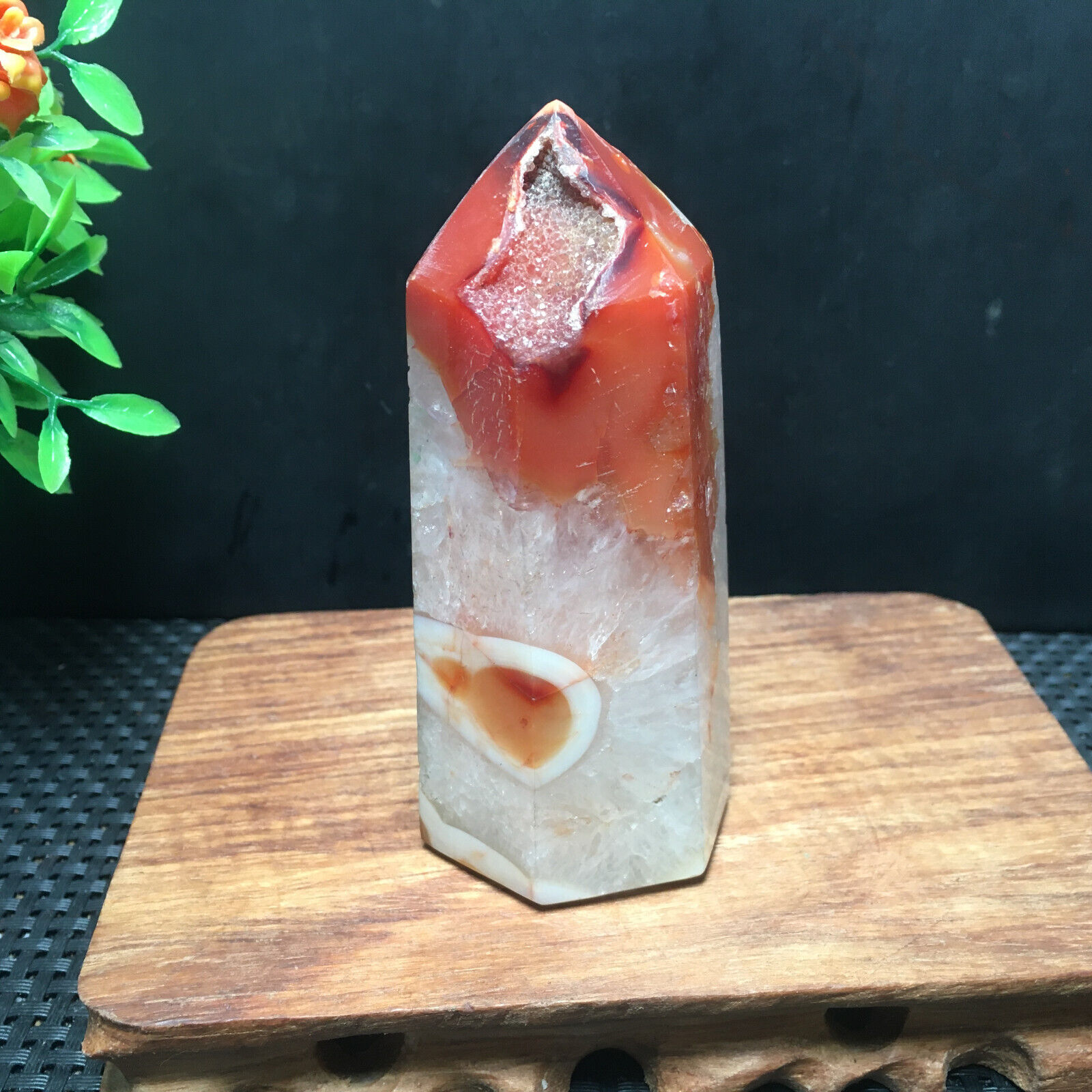 269g  Natural Red Agate  wand polished quartz crystal Specimen Healing md054