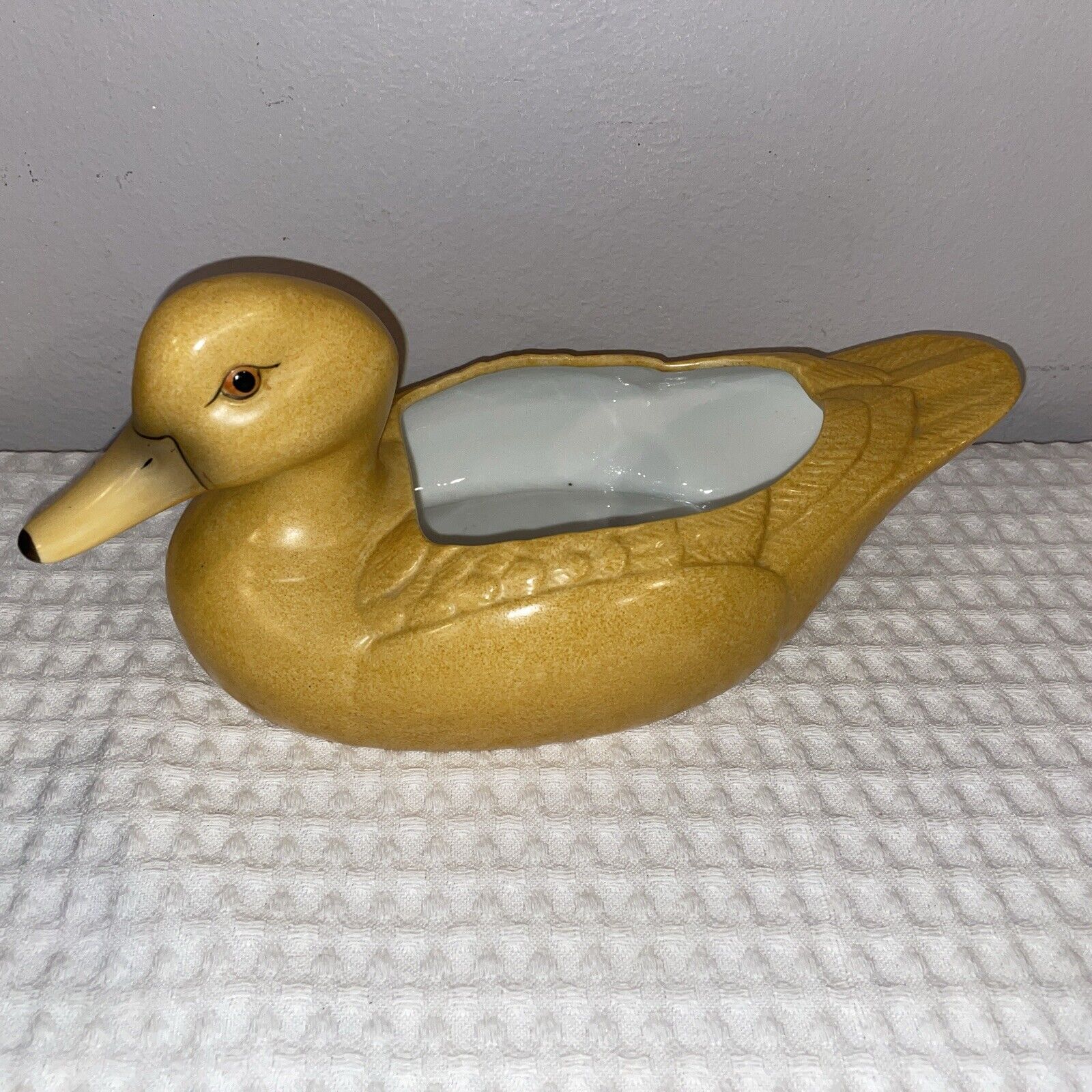 Beautiful Vintage Yellow Duck Planter Ceramic