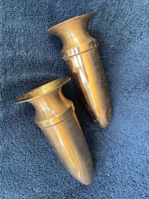 Antique Vase Gilded Metal Insert, Pair