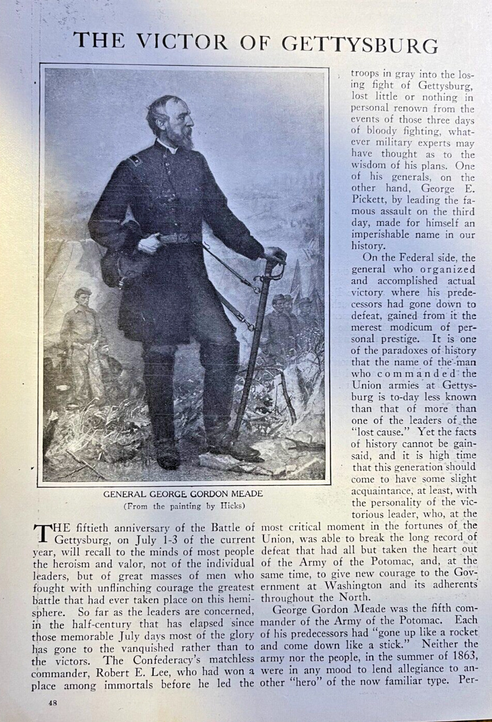 1913 General George Gordon Meade Hero of Gettysburg Civil War