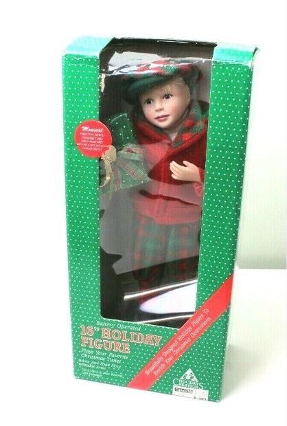 Vintage 16” Holiday Figure Plays Christmas Tunes Arms & Head Move Posable Arms