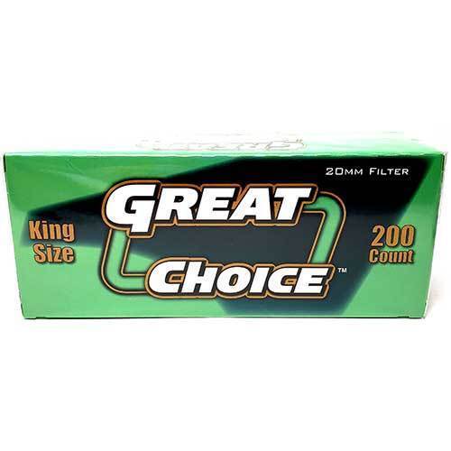 Great Choice Menthol King Size Cigarette Tubes - 200 Count - Green [5-Boxes]