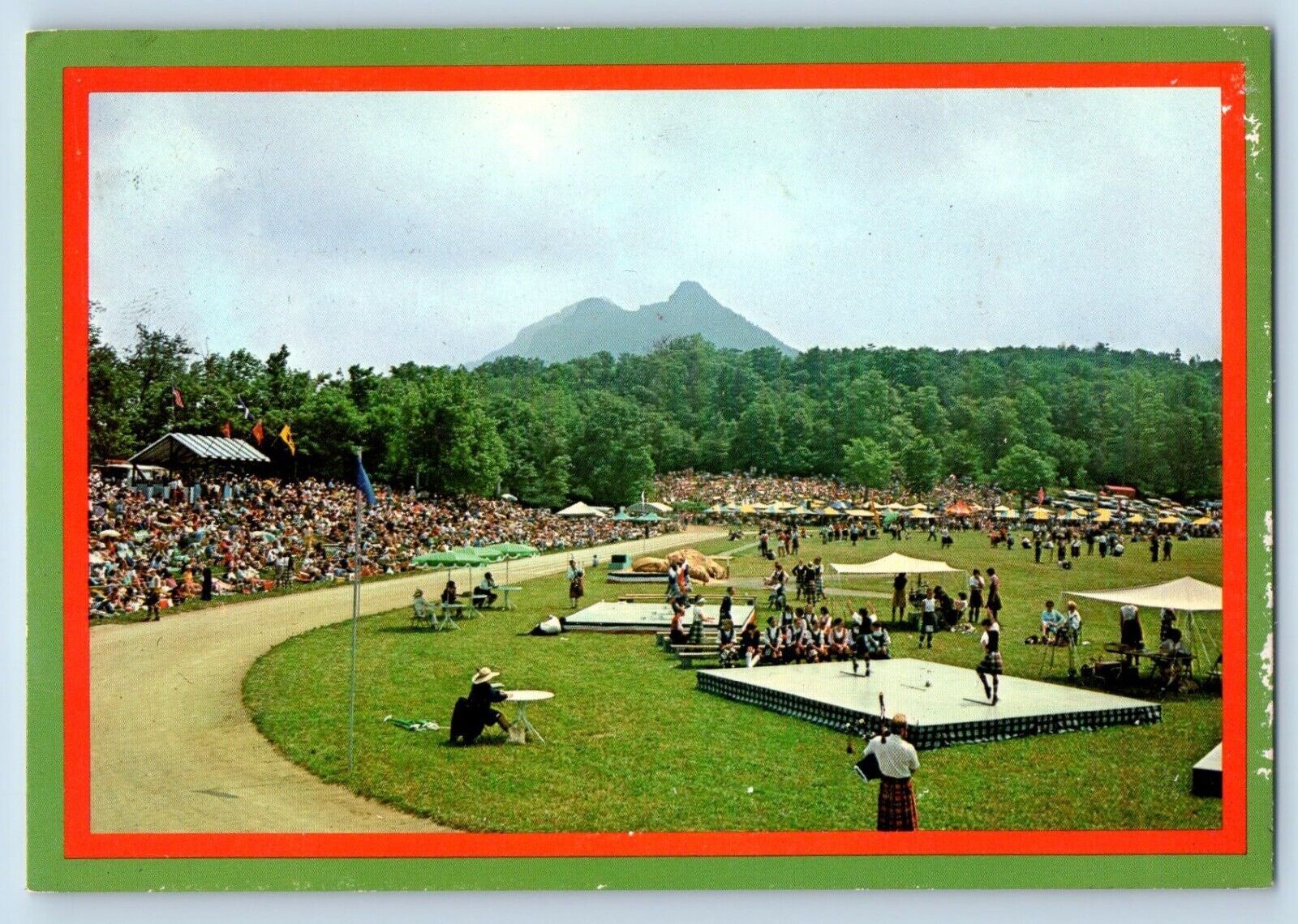 Linville North Carolina NC Postcard Highland Games Scottish Clan c1960 Vintage