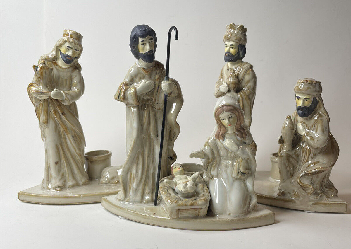 Nativity Candle Holder by Christian Book Distributors 3 Pc Christmas For Tapers