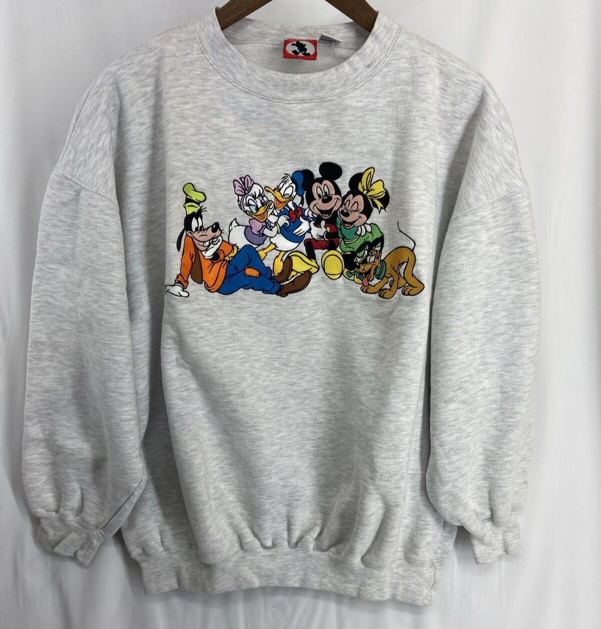 VTG 1990s Mickey Inc Purple Minnie Goofy Pluto Gang Pullover Sweatshirt Men L/XL