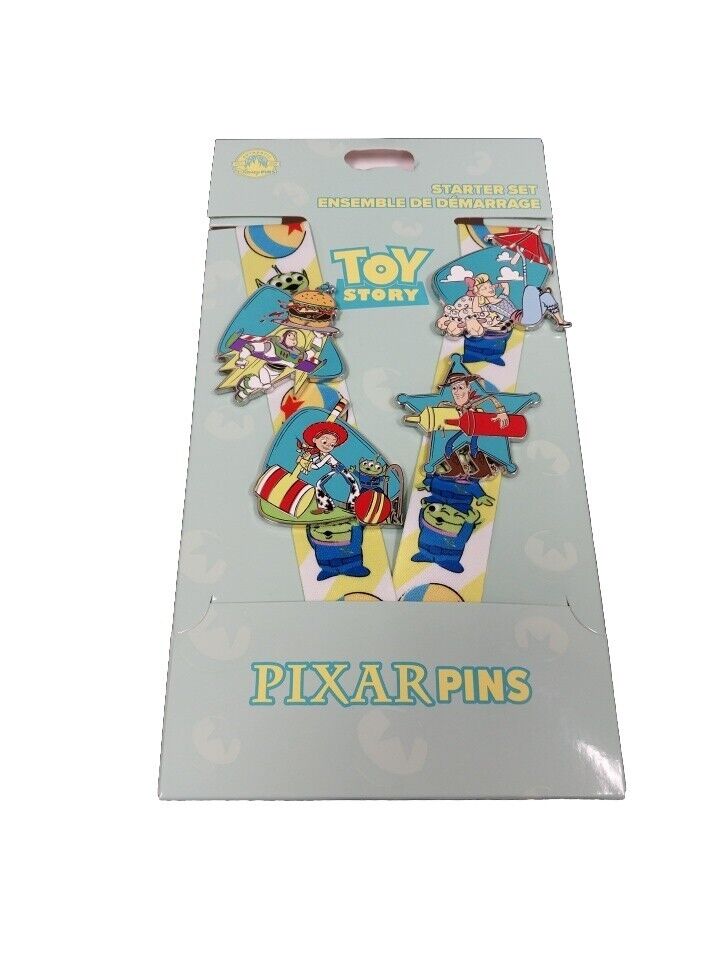 Toy Story Disney Parks 4 Pin Set w/ Lanyard NEW on Card 2023 Pixar