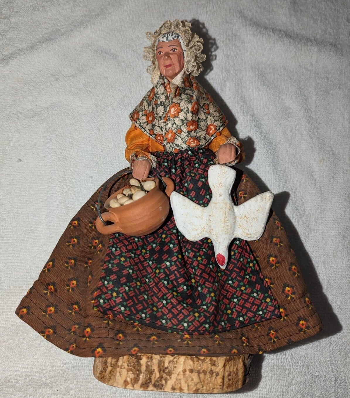 Santons Florence Provence Clay French Country Woman Chicken Figurine Signed 10\