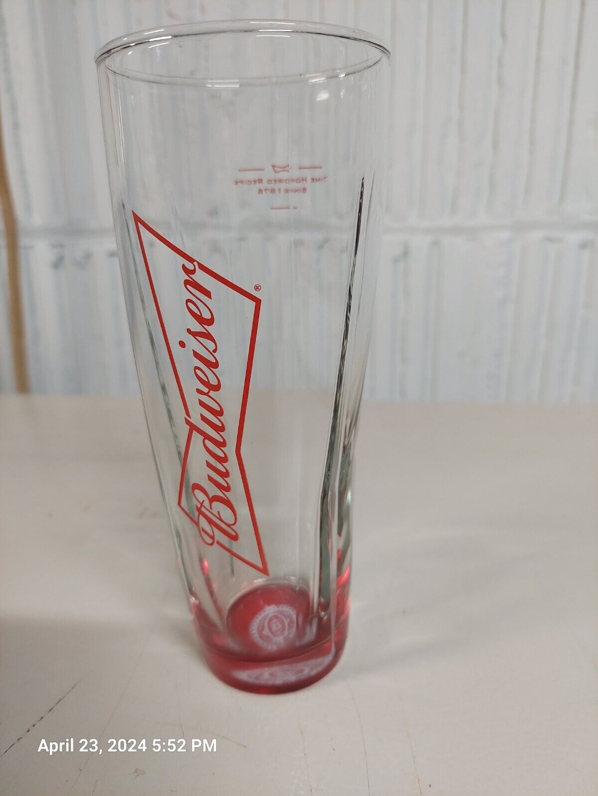 Budweiser Signature 16 oz Red Glow Bottom Collectors 7 in Tall Tapered Set Of 3