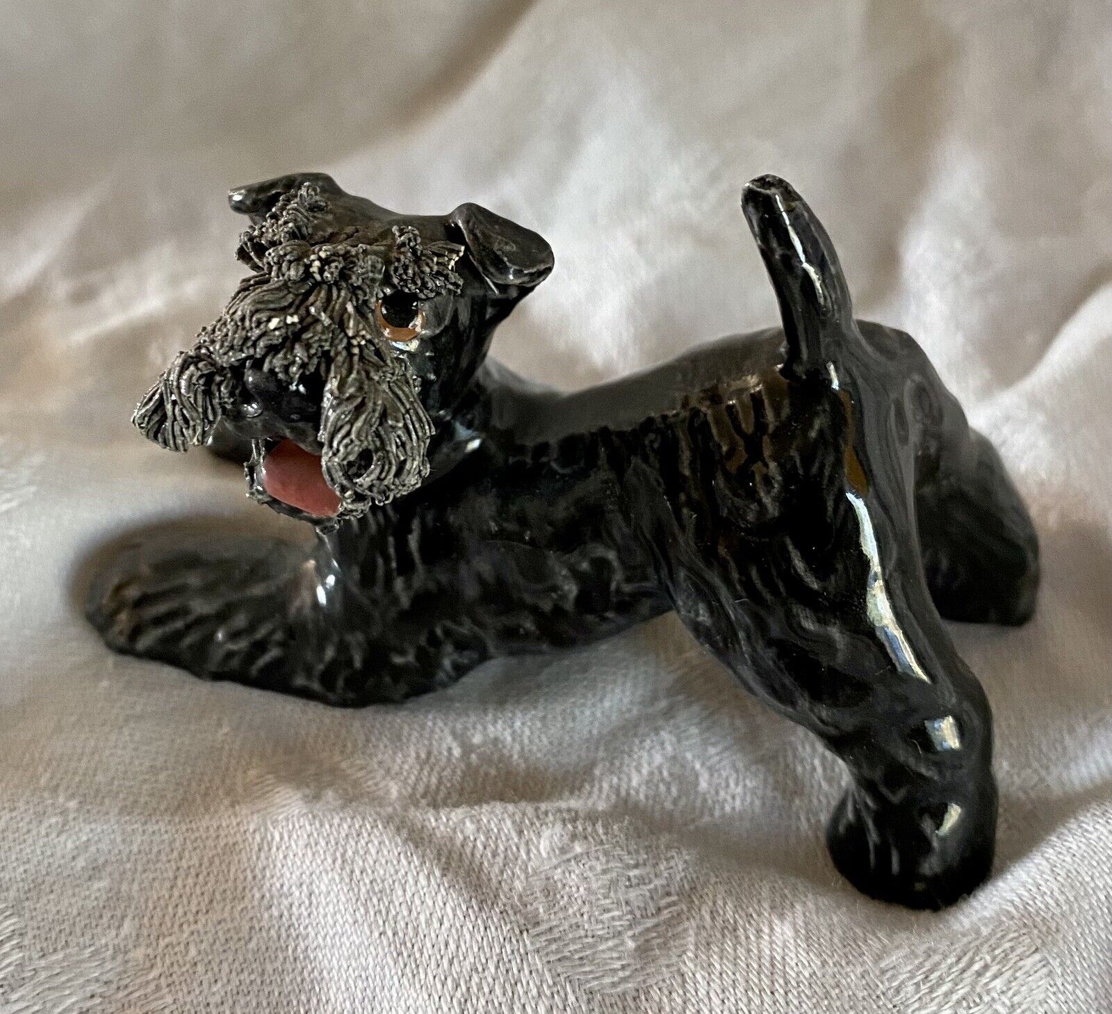 RARE Vintage Jane Callender Kerry Blue Terrier Handmade Porcelain Figurine
