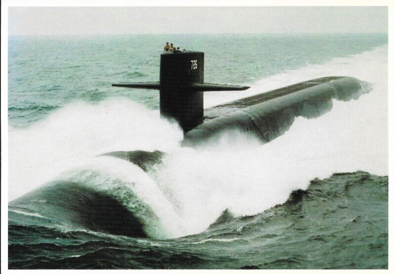 USS OHIO (SSBN-726) ~ Submarine at Sea ~ 1980\'s Postcard ~ Made in R.I.  (#2184)