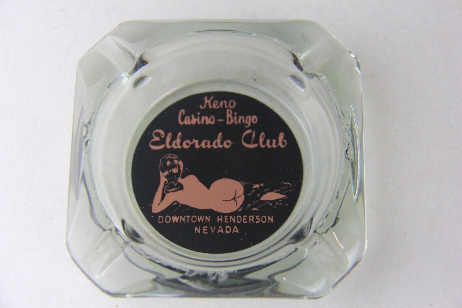 VINTAGE KENO CASINO-BINGO ELDORADO CLUB DOWNTOWN HENDERSON NEVADA GLASS ASHTRAY