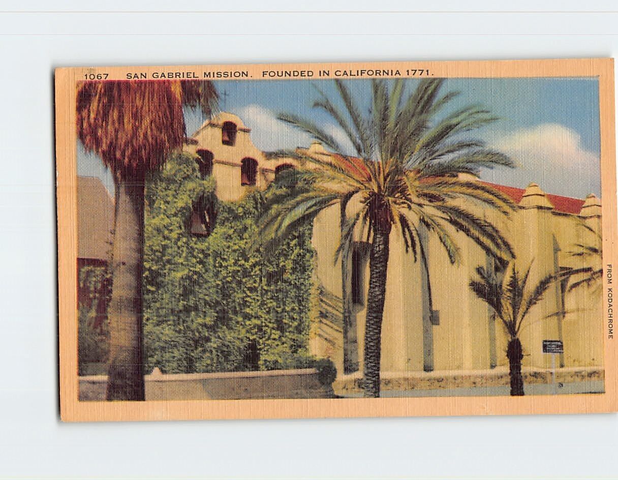 Postcard San Gabriel Mission California USA